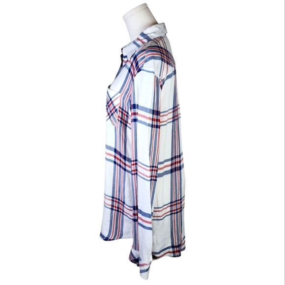 BLL New York Collegiate Plaid Button Down Shirt Red White Blue Size S - Picture 3 of 7